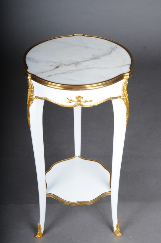 French Salon Side Table White 20th Century In Louis XV Style By F. Linke