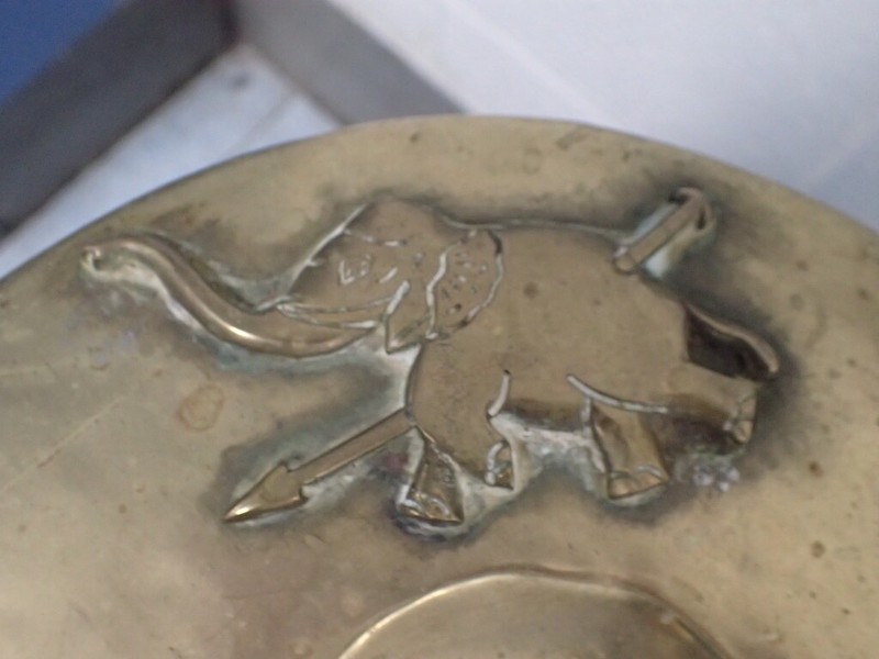 MCM Ornate Brass Tray Table w/ Spider Leg Base 47x23 Raised Animals Border Boho gallery