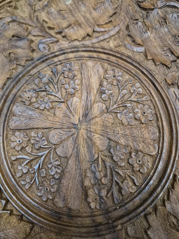 Vintage Indian Hand Carved Octagonal Side Table 19"H×19"W Go gallery