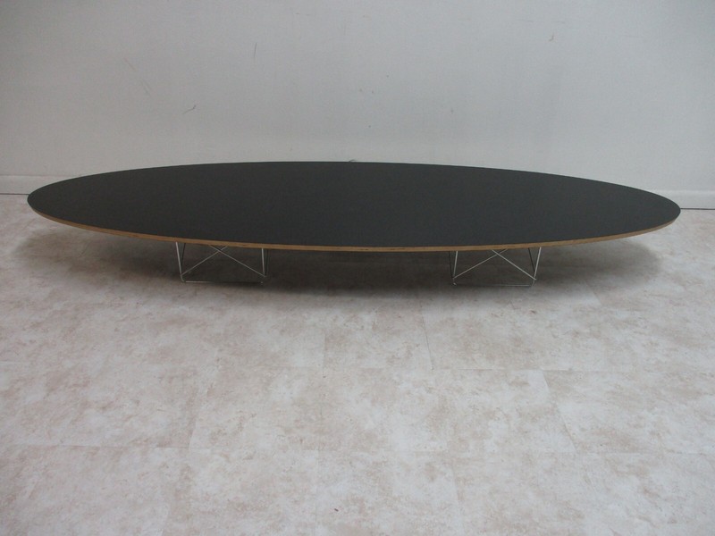 Vintage Eames Herman Miller Wire Base Elliptical Surfboard Coffee Table