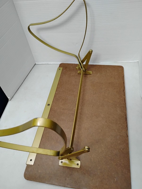 Vintage Tabletop Drafting Table Stand Brassy Faux Wood Gold Tone Display Adjust gallery