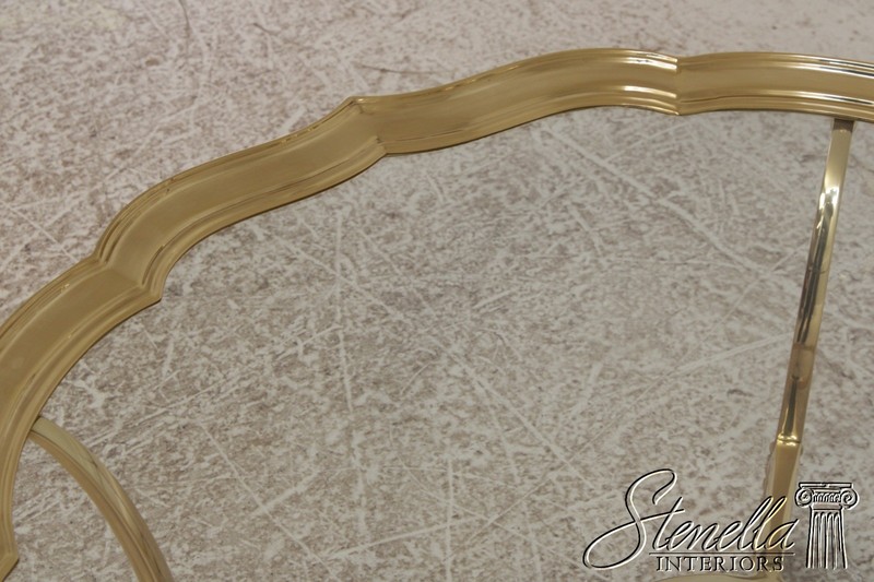 73047: LABARGE Brass & Glass Cocktail Coffee Table gallery