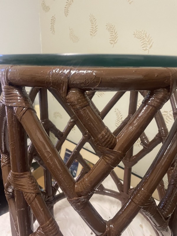Rattan Bistro Table ~ Indoor/Outdoos Thick Sturdy Glass Coffee Table gallery
