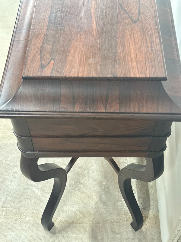 antique rosewood Victorian sewing table stand work end carved gallery