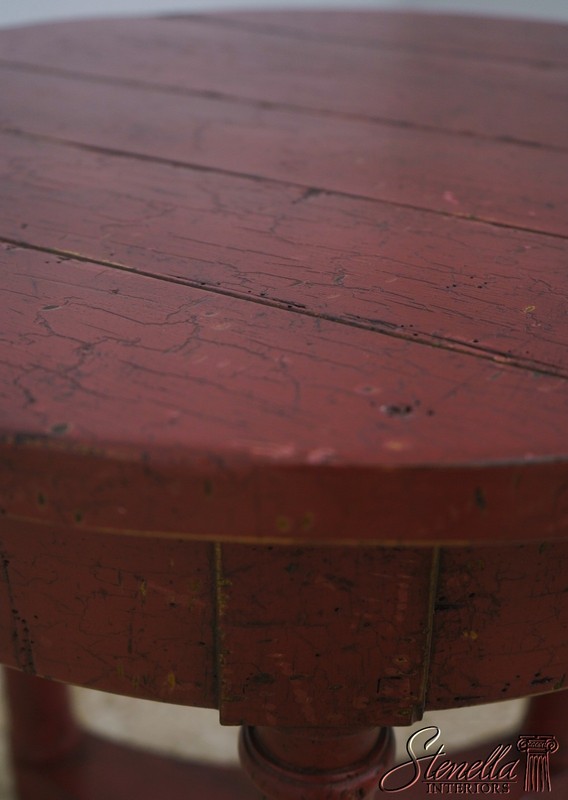 L73346: Round Red Painted Primitive Side Table gallery