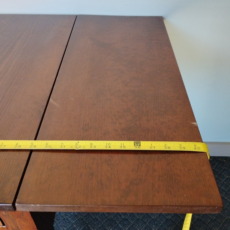 Antique Drop Leaf Table Solid Walnut Wood 2 Drawer 29"T Carved Pulls Turned Legs gallery