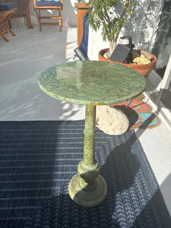 Made in Italy Marble Alabaster Top, Column and Pedestal Table Plant Stand
