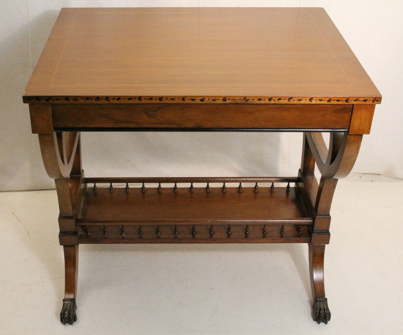 Lovely Regency Style Inlaid Fruitwood Sofa Hallway Table, c. 1940
