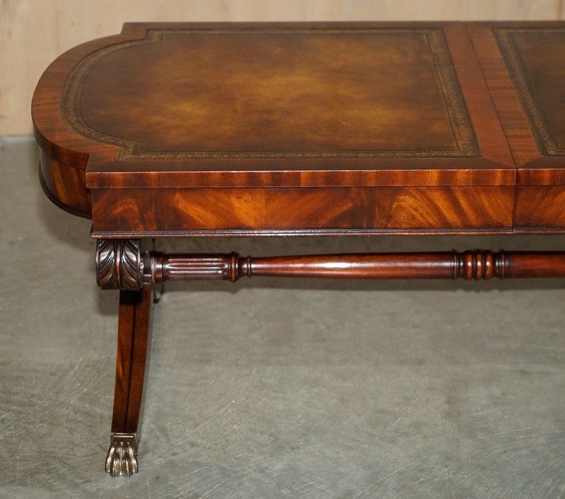 STUNNING FULLY RESTORED HEIRLOOM WEIMAN BROWN LEATHER EXTENDING COFFEE TABLE gallery