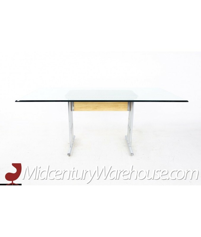 Mid Century Glass and Chrome Dining Table gallery