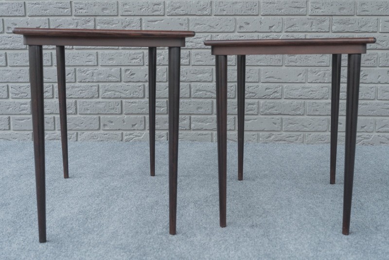 Pair Mid Century Danish Modern Kai Kristiansen Westnofa Rosewood Nesting Tables gallery