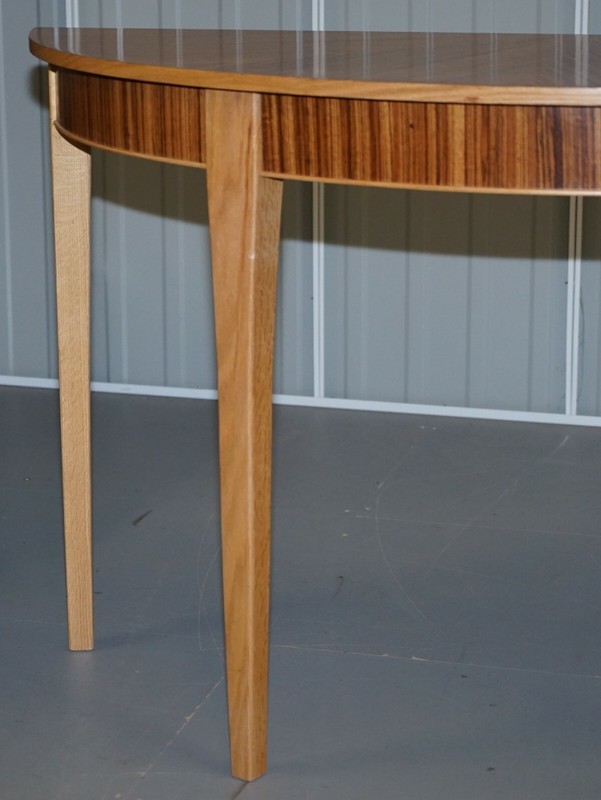 BRAND NEW EX DISPLAY BEVAN FUNNELL PHOENIX ZEBRANO WOOD DEMI LUNE CONSOLE TABLE gallery