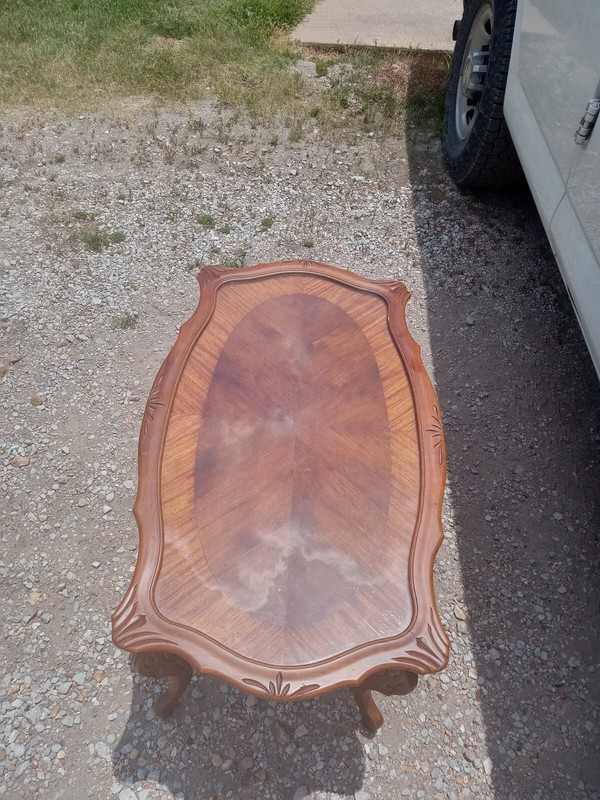 Mahogany Carved Inlaid Top Coffee Table with Glass Serving Tray (CT312) gallery