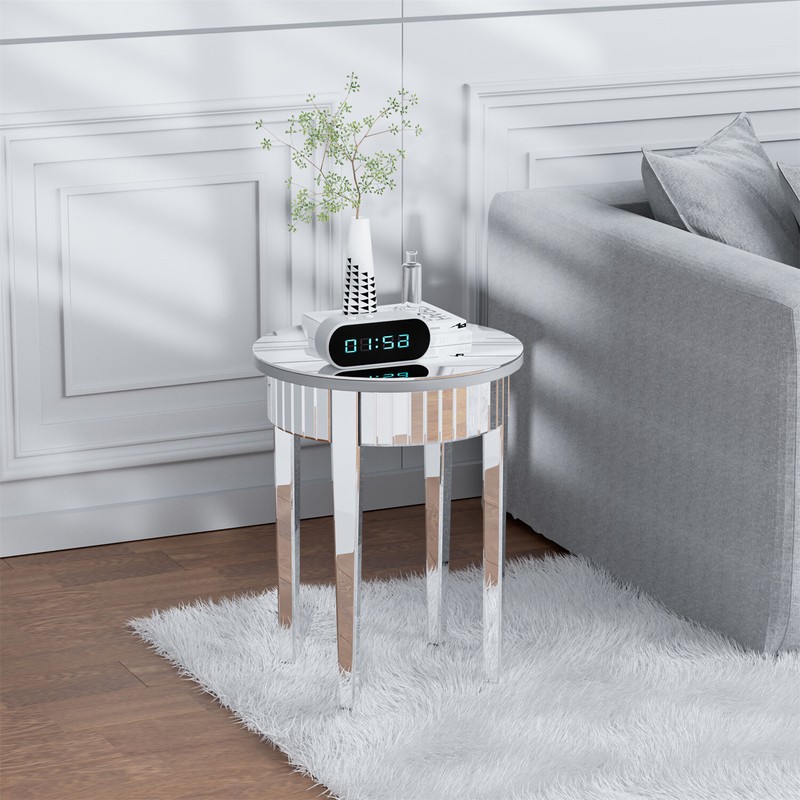 Chic Glass Mirrored Sofa Bedside Table Storage Display New Accent Nightstand gallery