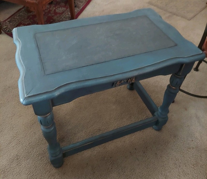 Vintage Hammary End Table In Antebellum blue Solid Wood Walnut Made in USA gallery