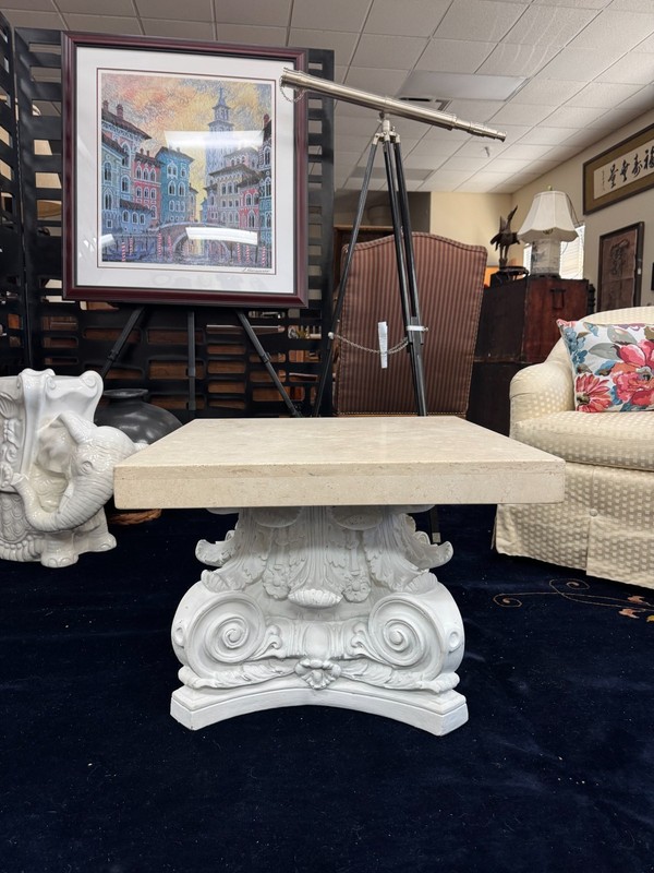 Neoclassical-Style Cast Iron Stone Occasional Coffee Table gallery