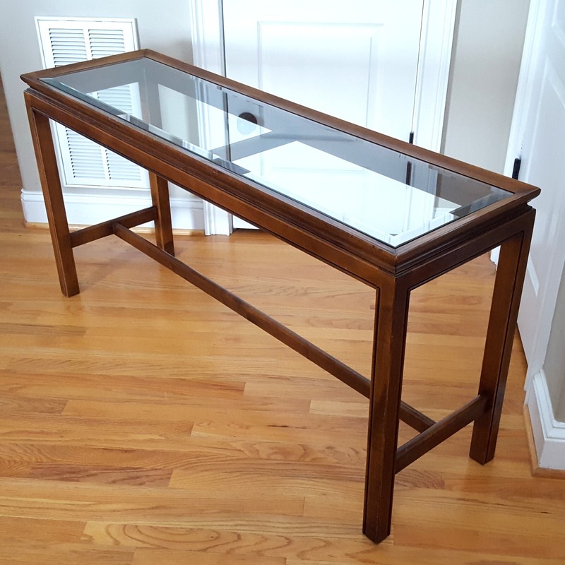 Vintage MCM Brandt Console/Sofa Table Lovely Beveled Glass Elegant & Stylish! gallery