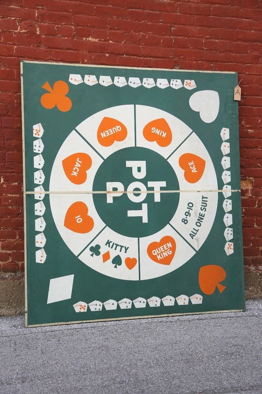 Vintage Poker Table Game Board Top Large Display Gambling Sports Bar Casino Old