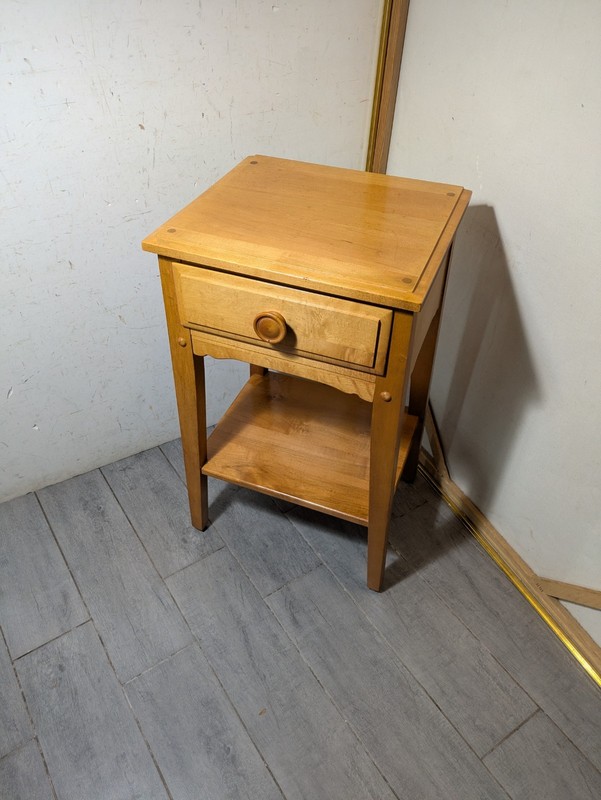 Vintage Rustic Country Shaker MCM Maple Wood End Table Nightstand Drawer N84 gallery
