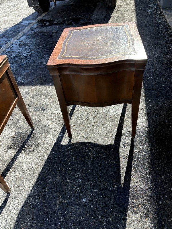 2 Antique Side Tables with Drawers On Wheels Vintage gallery