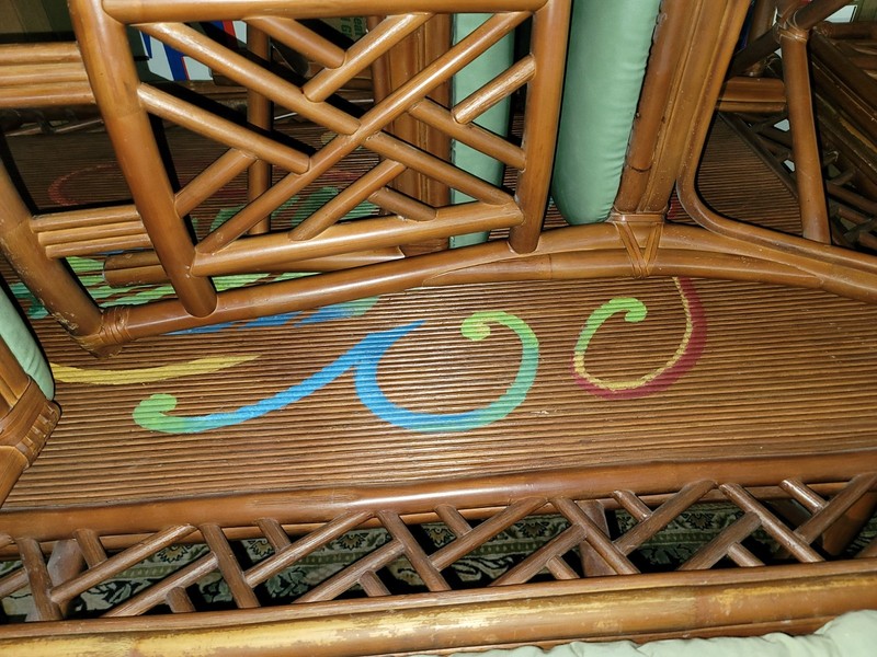 1970s Pencil Reed Bamboo Rattan The table measures 60" wide, 40" deep and 30" hi gallery