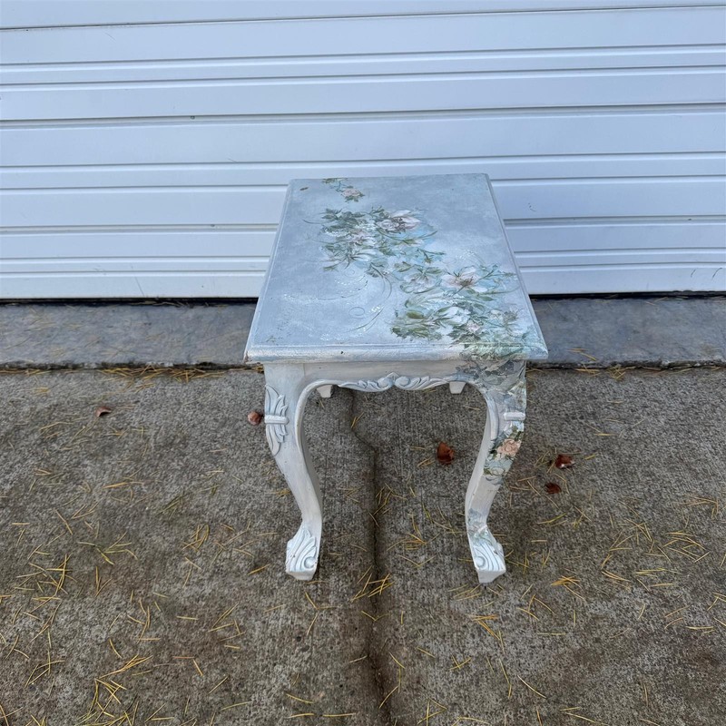 Refinished Small Rococo Revival Floral Paper Accent Table - Local Pickup Only gallery