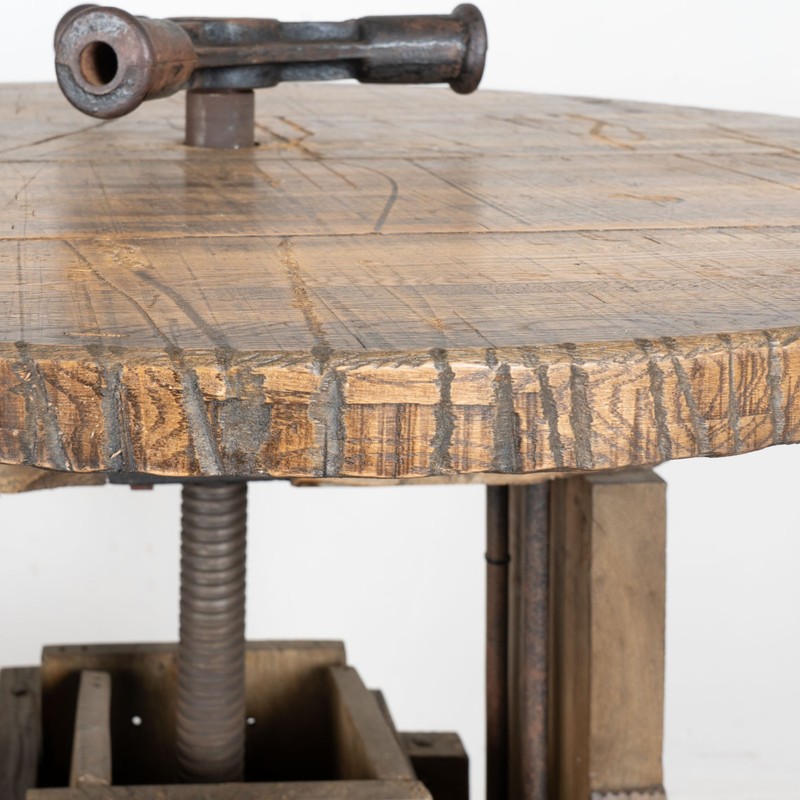 Early 20th Century Wine Tasting Table with Wine Press Base gallery