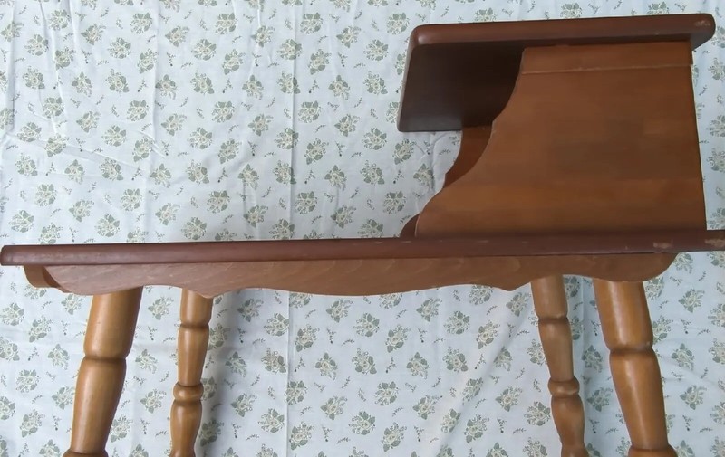 Mid Century Maple Formica Step End Table Side Table Screw Legs gallery