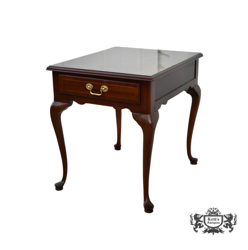Vintage Councill Inlaid & Banded Mahogany Side Table w/Drawer