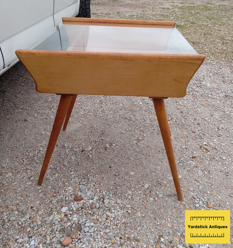 Mid Century Glass Top Solid Maple End Table (JLC-ET283) gallery