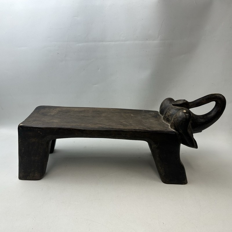 Carved Wooden Elephant Decor Stool Foot Rest Unique gallery