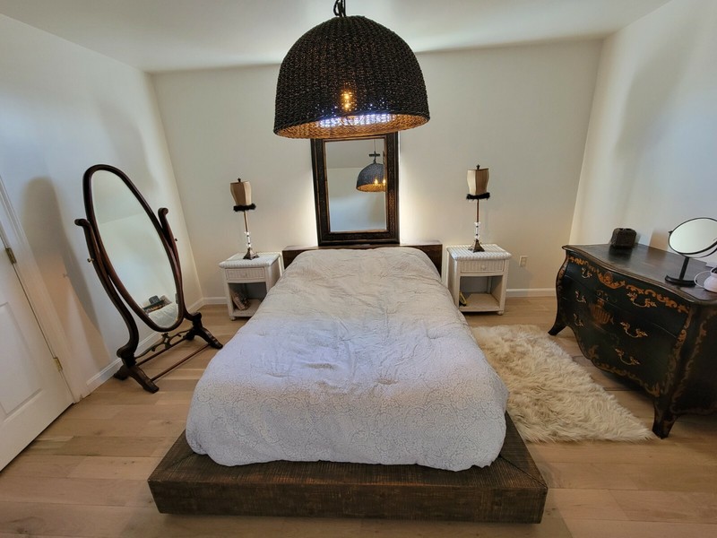 Bohemian White Wicker Rattan Bed Side Accent side Table