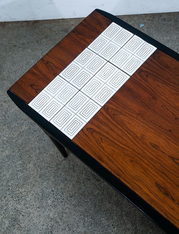 Mid Century Modern Coffee Table Lane Cosmopolitan Surfboard Tile Rosewood Wood gallery