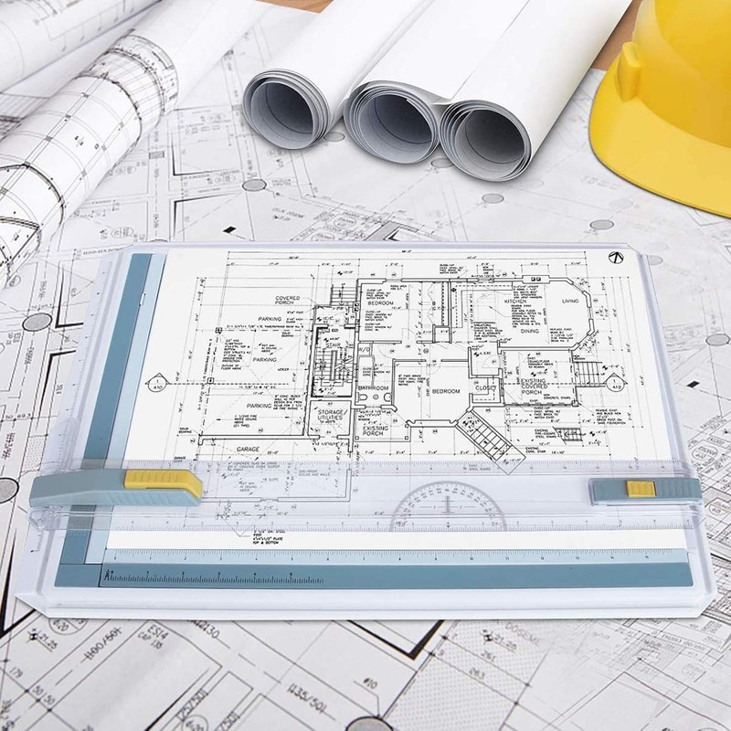Durable A3 Drawing Board - Tabletop w/ Clamps, Protractor, Sliding Ruler gallery