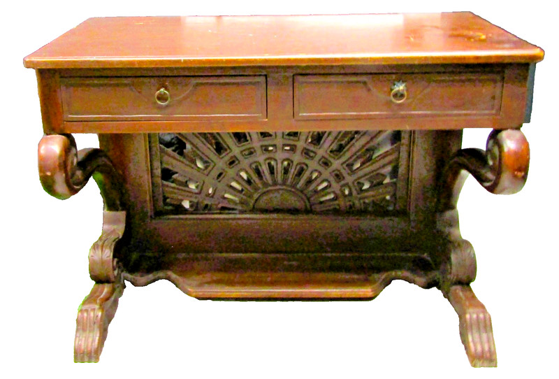 Antique French Style Hardwood Two Drawer Console Table Swan Legs circa 1800s