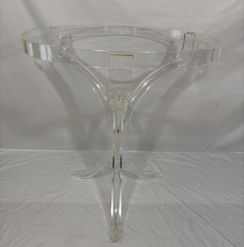 Vintage Mid Century Acrylic Lucite Table Base Stand Round 24"D 25.75"H gallery