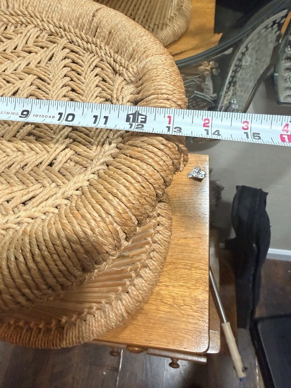 Vintage 1960s Mudda Stool Natural Bamboo Rope Woven Boho Mid-century plantstand gallery