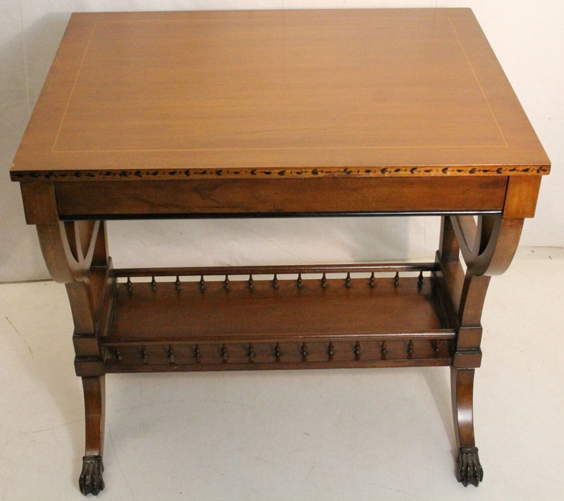 Lovely Regency Style Inlaid Fruitwood Sofa Hallway Table, c. 1940 gallery