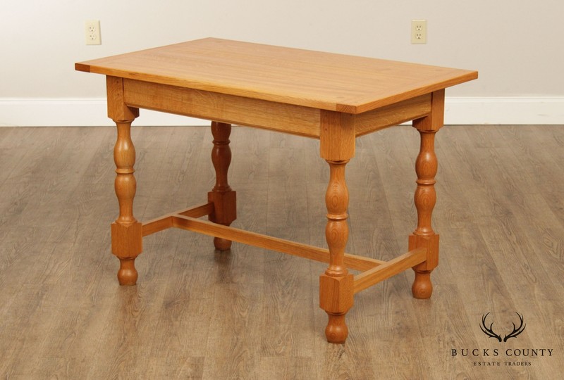 Vintage Custom Crafted Oak Trestle Table gallery