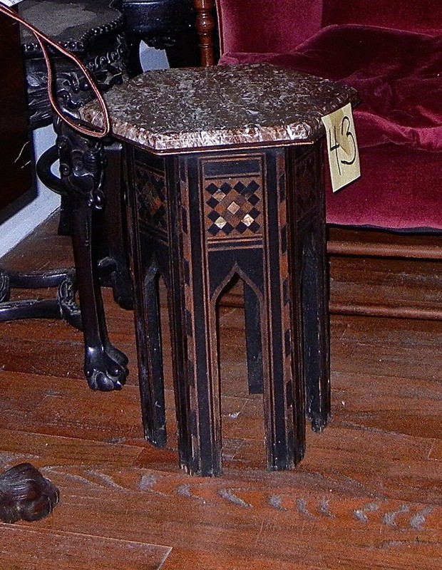 Plant Stand English End Table Enlaid Marble top (Cat# 43 2-34) gallery