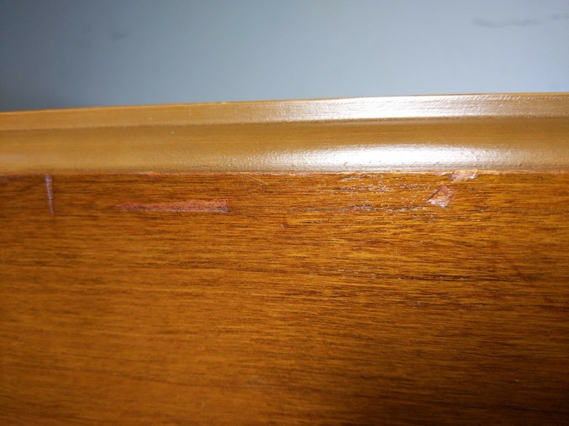 Vintage Mid Century Drop Leaf Rolling Wood Table Nelsonized Drawer Brass Feet gallery