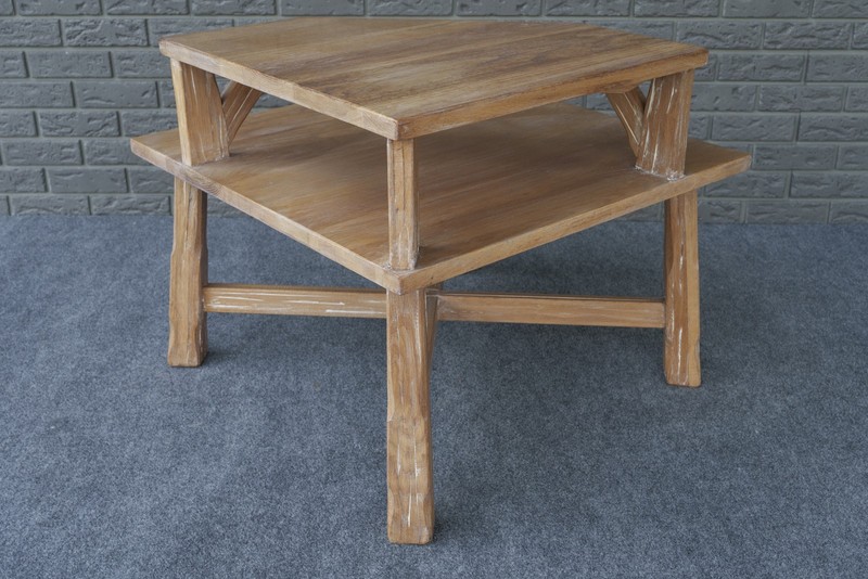 Mid Century Rustic Western Brandt Furniture Ranch Oak Step Corner Table gallery