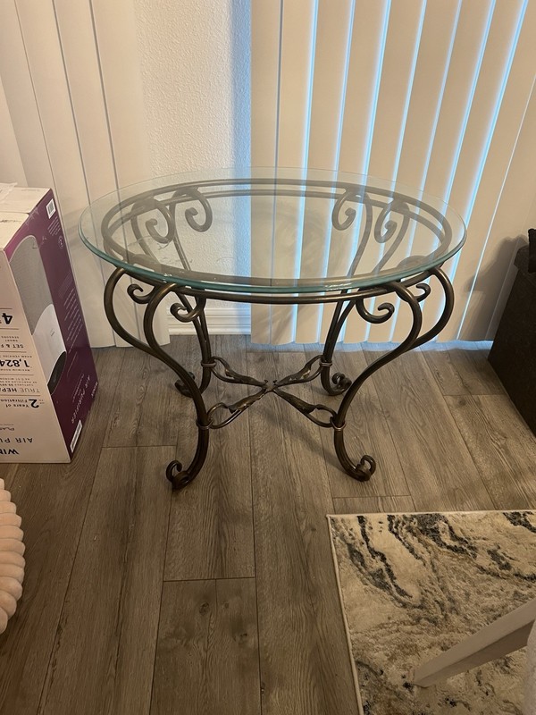 Decorative Wrought Iron End Tables (one pair)