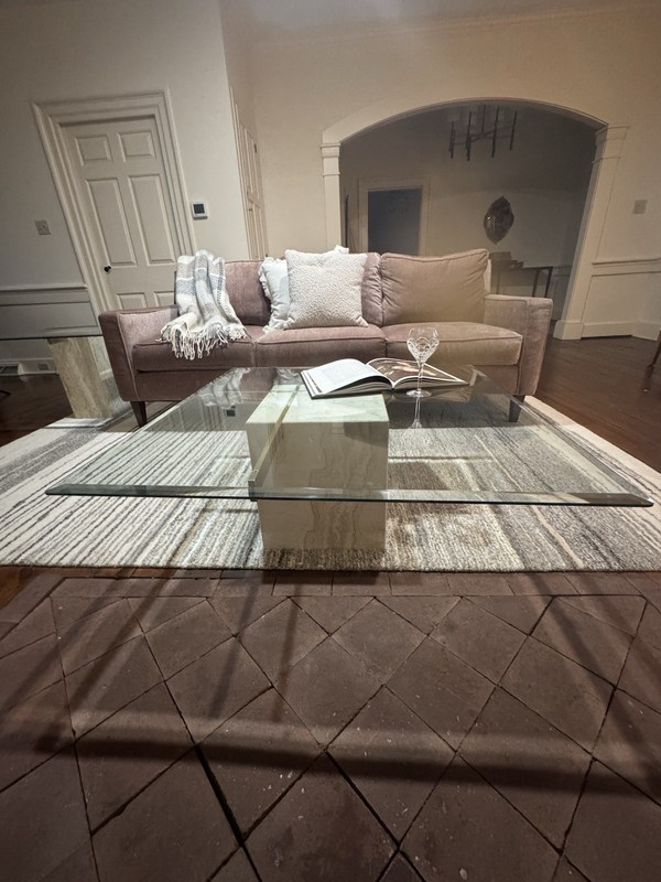 4 Travertine Brass Glass Top End Tables(2) Sofa& Coffee Tables Style of Artedi gallery