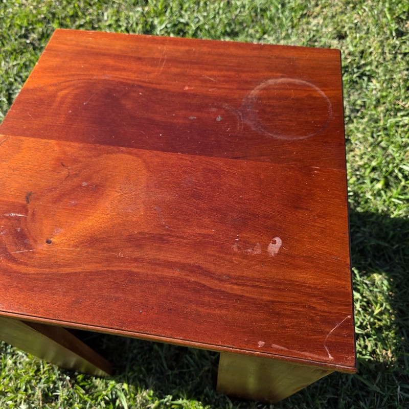 Vintage Solid Mahogany Cube Side Table/Stool -Minimalist Modern Design 16" x 16" gallery