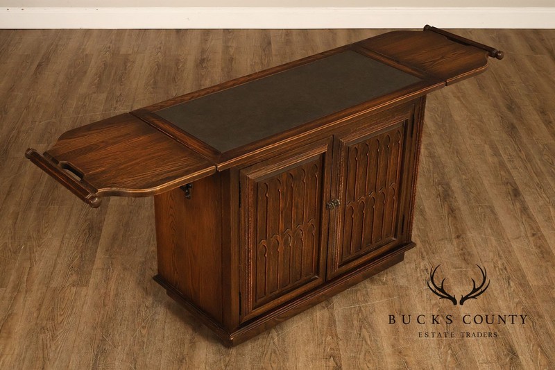 Jamestown Lounge Co. Gothic Revival Vintage Oak Drop-Leaf Server gallery