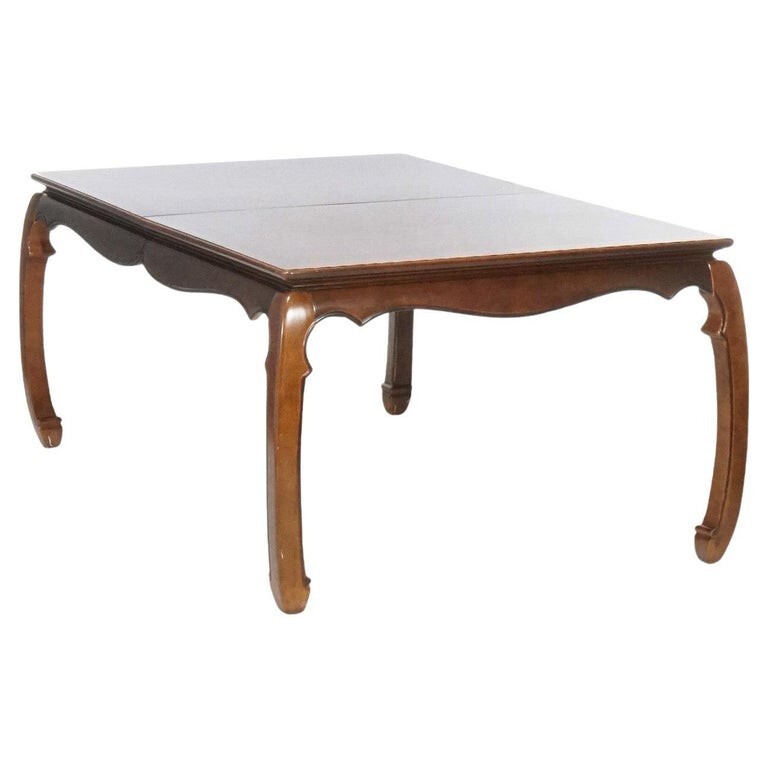 Chinese Chippendale Burl & Mahogany Dining Table 20thC