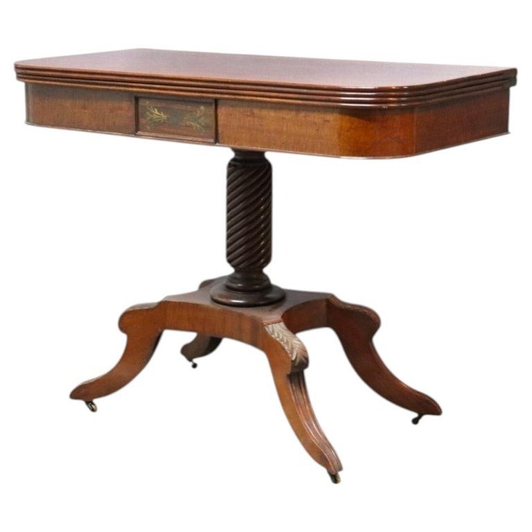 Federal Sheraton Flame Mahogany Card Table 19thC