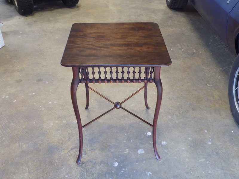 Antique Mahogany Spindle Side Table Duncan Phyfe Style Accent Table Refurbished gallery