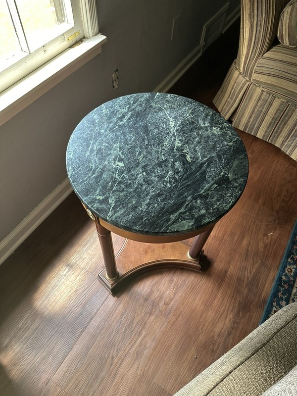 Bombay Co French Empire Neoclassical Style Mahogany Marble Side Table